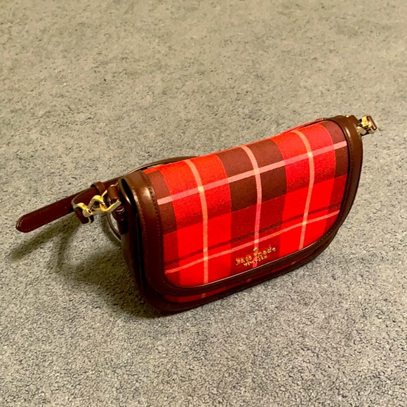 KATE SPADE. Crossbody plaid purse, 3 slit with zip opening, 1 open side on back - Picture 1 of 4